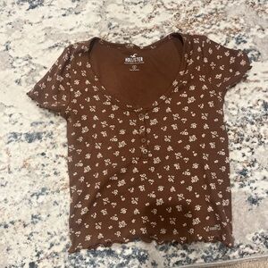 Hollister Cropped Brown Floral Top